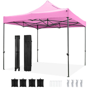 10 x 10 FT Outdoor Pop up Canopy Tent Easy Setup Gazebo Shelter with Wheeled Bag-Pink view 4