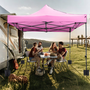 10 x 10 FT Outdoor Pop up Canopy Tent Easy Setup Gazebo Shelter with Wheeled Bag-Pink view 6