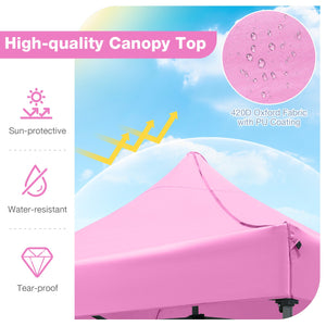10 x 10 FT Outdoor Pop up Canopy Tent Easy Setup Gazebo Shelter with Wheeled Bag-Pink view 7