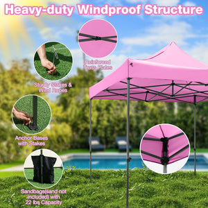 10 x 10 FT Outdoor Pop up Canopy Tent Easy Setup Gazebo Shelter with Wheeled Bag-Pink view 9
