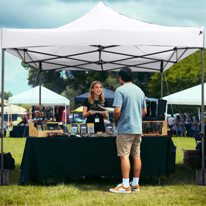 10 x 10 FT Outdoor Pop up Canopy Tent Easy Setup Gazebo Shelter with Wheeled Bag-White view 2