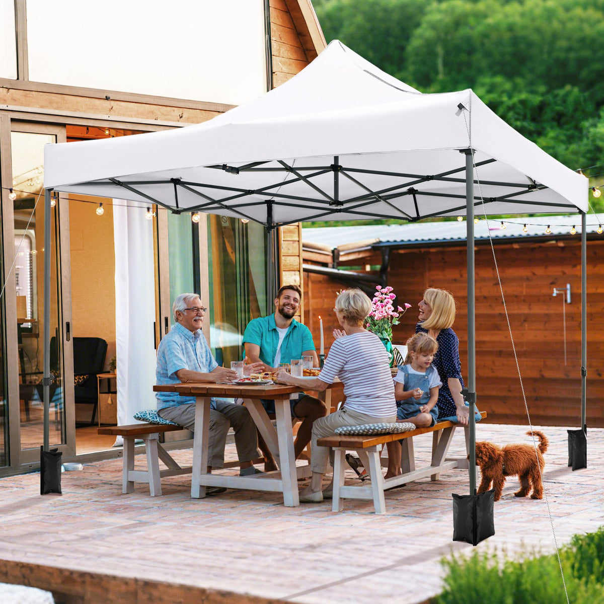 10 x 10 FT Outdoor Pop up Canopy Tent Easy Setup Gazebo Shelter with Wheeled Bag-White view 3