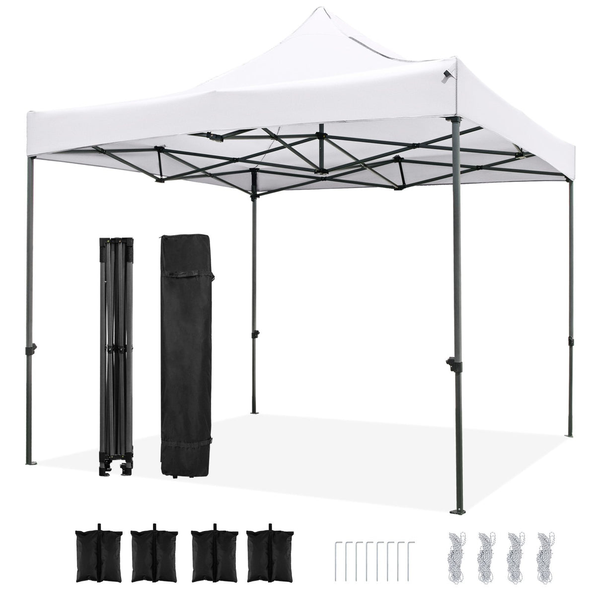 10 x 10 FT Outdoor Pop up Canopy Tent Easy Setup Gazebo Shelter with Wheeled Bag-White view 4