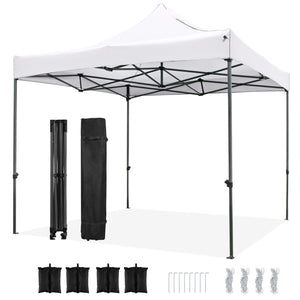10 x 10 FT Outdoor Pop up Canopy Tent Easy Setup Gazebo Shelter with Wheeled Bag-White view 4