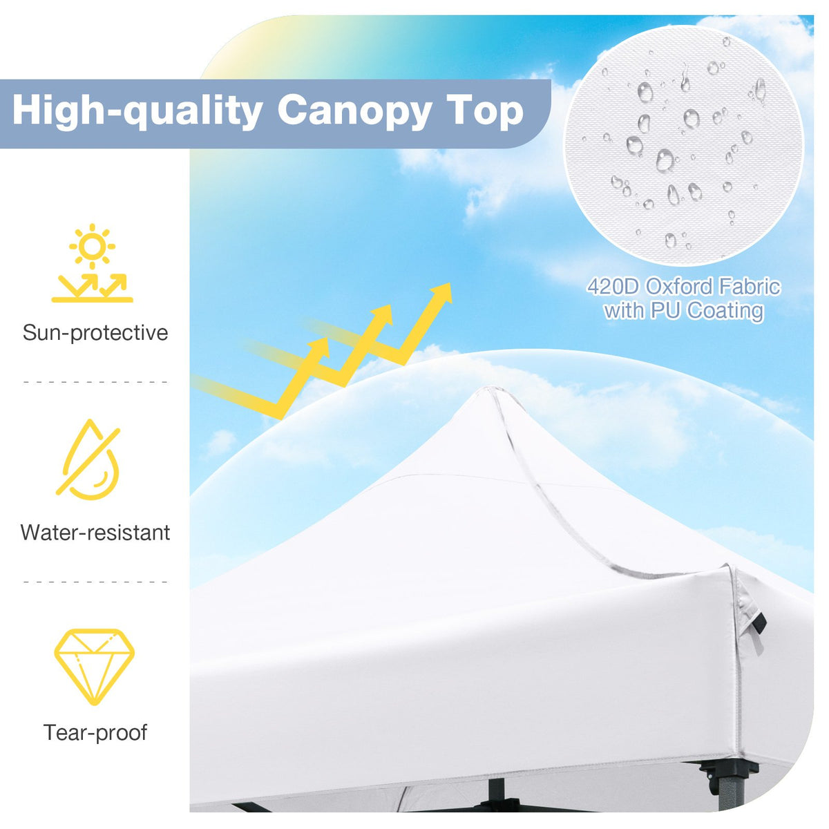 10 x 10 FT Outdoor Pop up Canopy Tent Easy Setup Gazebo Shelter with Wheeled Bag-White view 7