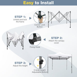 10 x 10 FT Outdoor Pop up Canopy Tent Easy Setup Gazebo Shelter with Wheeled Bag-White view 8