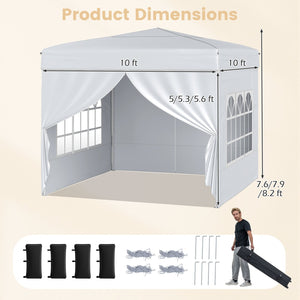 10 X 10 FT Pop up Canopy Tent Outdoor Patio Commercial Sunshade Shelter with 4 Sidewalls-White view 4
