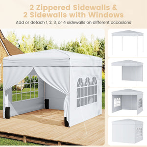 10 X 10 FT Pop up Canopy Tent Outdoor Patio Commercial Sunshade Shelter with 4 Sidewalls-White view 6