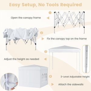 10 X 10 FT Pop up Canopy Tent Outdoor Patio Commercial Sunshade Shelter with 4 Sidewalls-White view 8