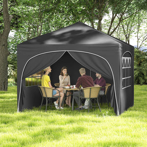 10 X 10 FT Pop up Canopy Tent with 4 Removable Sidewall-Gray view 2