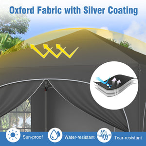 10 X 10 FT Pop up Canopy Tent with 4 Removable Sidewall-Gray view 7