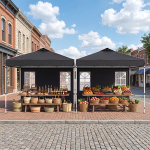10 x 10 FT Pop Up Canopy Tent with 4 Sidewalls and Adjustable Height Waterproof-Black view 2