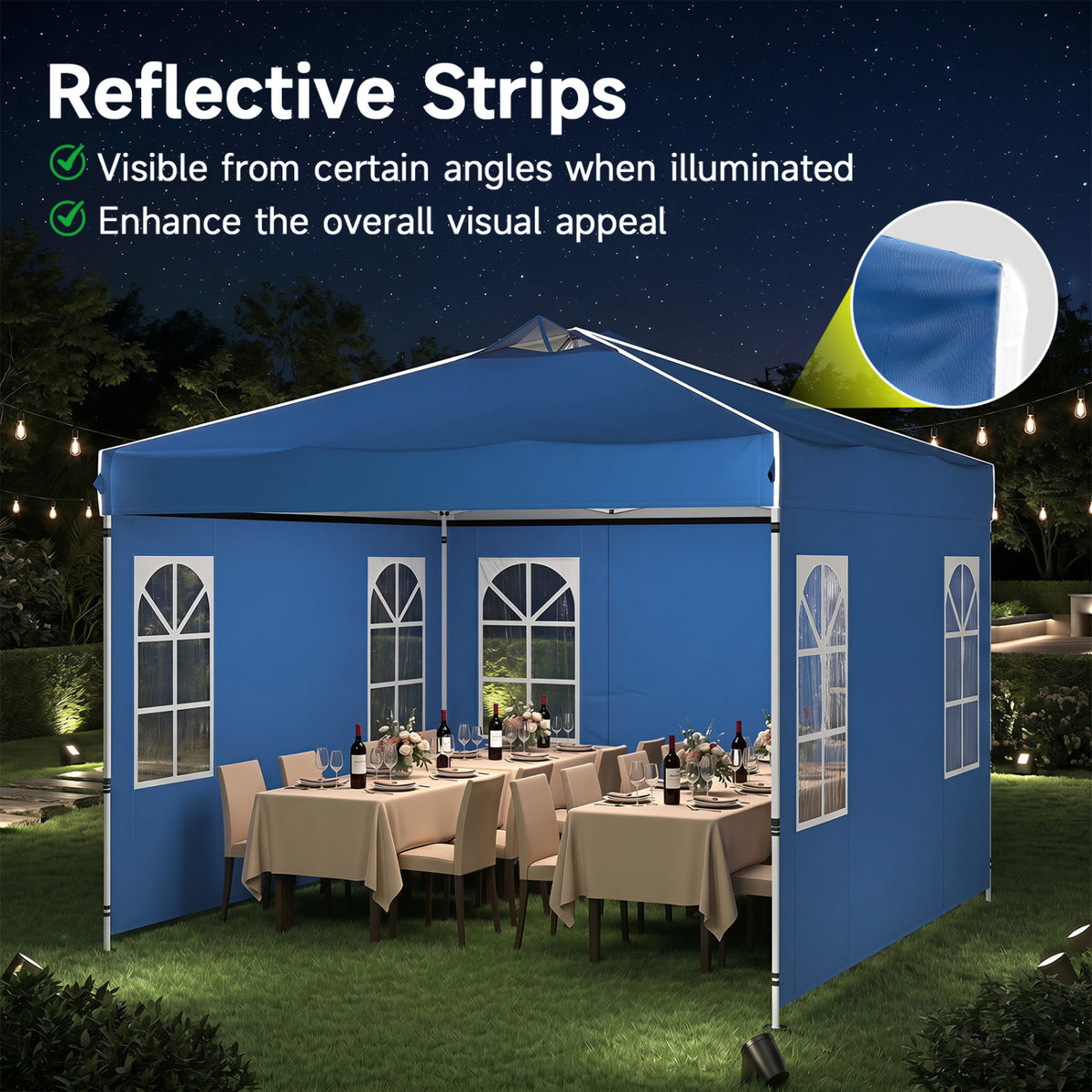 10 x 10 FT Pop Up Canopy Tent with 4 Sidewalls and Adjustable Height Waterproof-Blue view 9