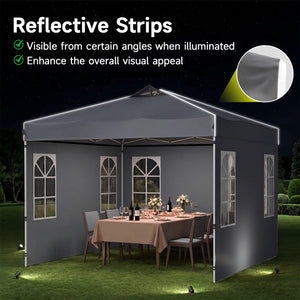 10 x 10 FT Pop Up Canopy Tent with 4 Sidewalls and Adjustable Height Waterproof-Gray view 9