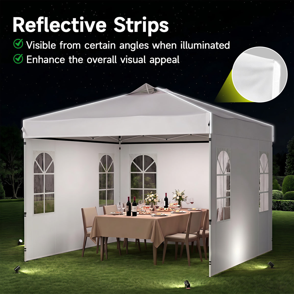 10 x 10 FT Pop Up Canopy Tent with 4 Sidewalls and Adjustable Height Waterproof-White view 9