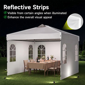 10 x 10 FT Pop Up Canopy Tent with 4 Sidewalls and Adjustable Height Waterproof-White view 9