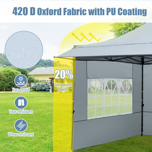 10 x 10 FT Pop up Canopy Tent with Sidewalls and Awning for Party Picnic Event-Gray view 6