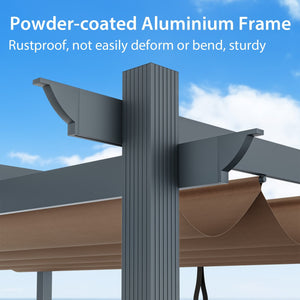 10 x 12 Feet Outdoor Aluminum Retractable Pergola Canopy Shelter Grape Trellis-Coffee view 8