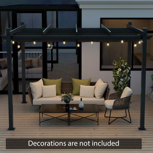 10 x 12 Feet Outdoor Aluminum Retractable Pergola Canopy Shelter Grape Trellis-Gray view 6