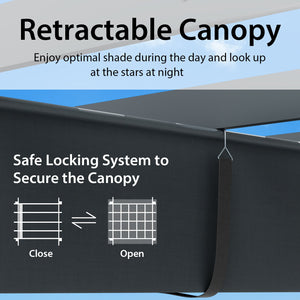 10 x 12 Feet Outdoor Aluminum Retractable Pergola Canopy Shelter Grape Trellis-Gray view 7