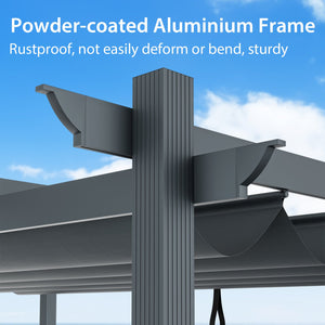 10 x 12 Feet Outdoor Aluminum Retractable Pergola Canopy Shelter Grape Trellis-Gray view 9