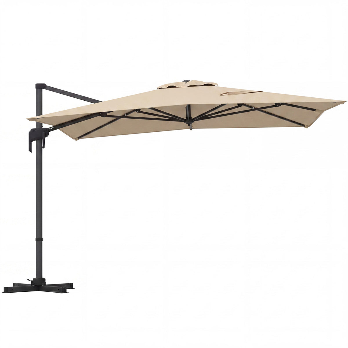 10 x 13 FT Cantilever Patio Umbrella with 360-Degree Rotation and 5 Tilt Positions-Beige