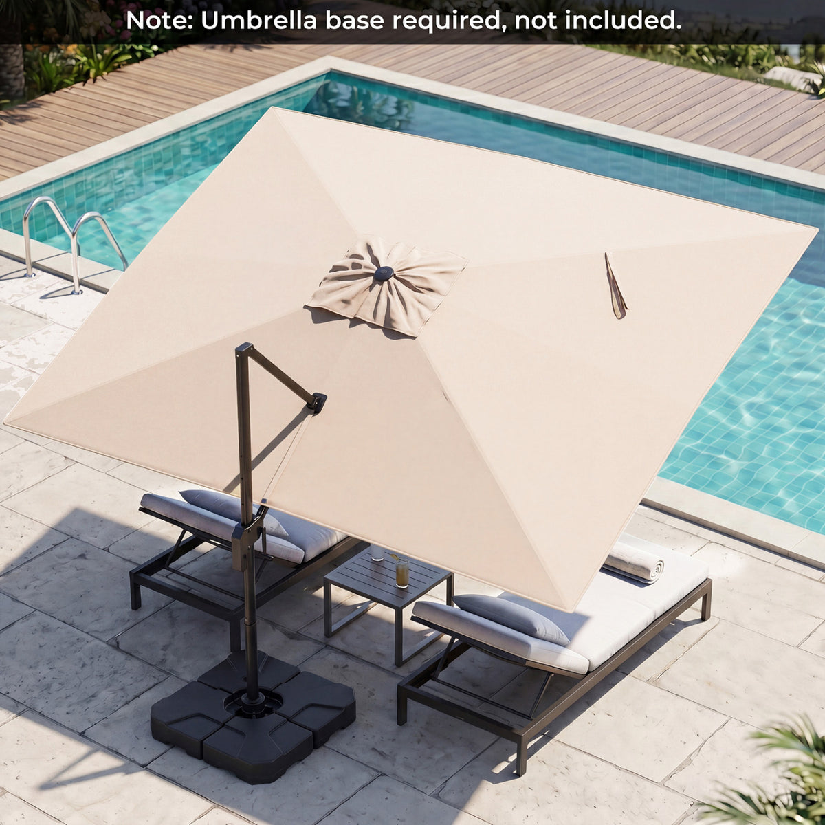 10 x 13 FT Cantilever Patio Umbrella with 360-Degree Rotation and 5 Tilt Positions-Beige view 2