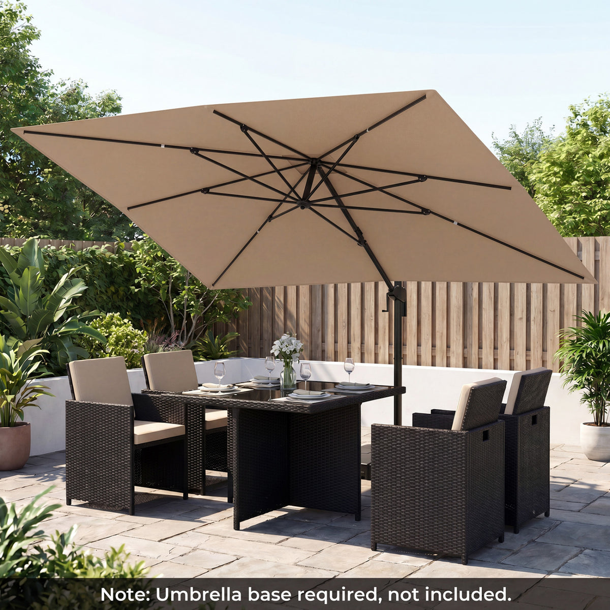 10 x 13 FT Cantilever Patio Umbrella with 360-Degree Rotation and 5 Tilt Positions-Brown view 3