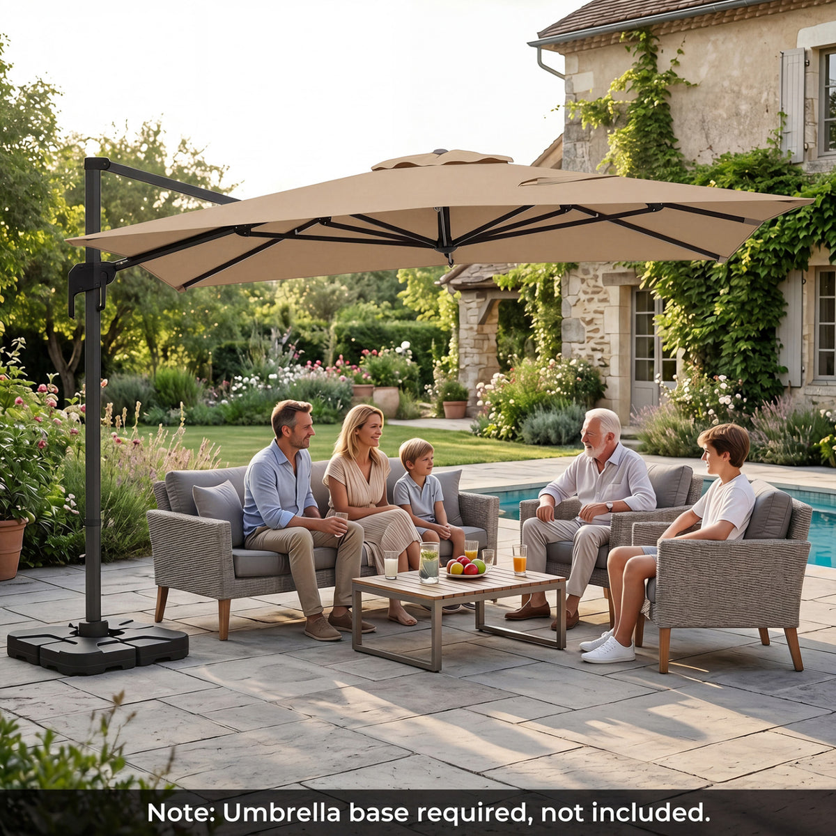 10 x 13 FT Cantilever Patio Umbrella with 360-Degree Rotation and 5 Tilt Positions-Brown view 6