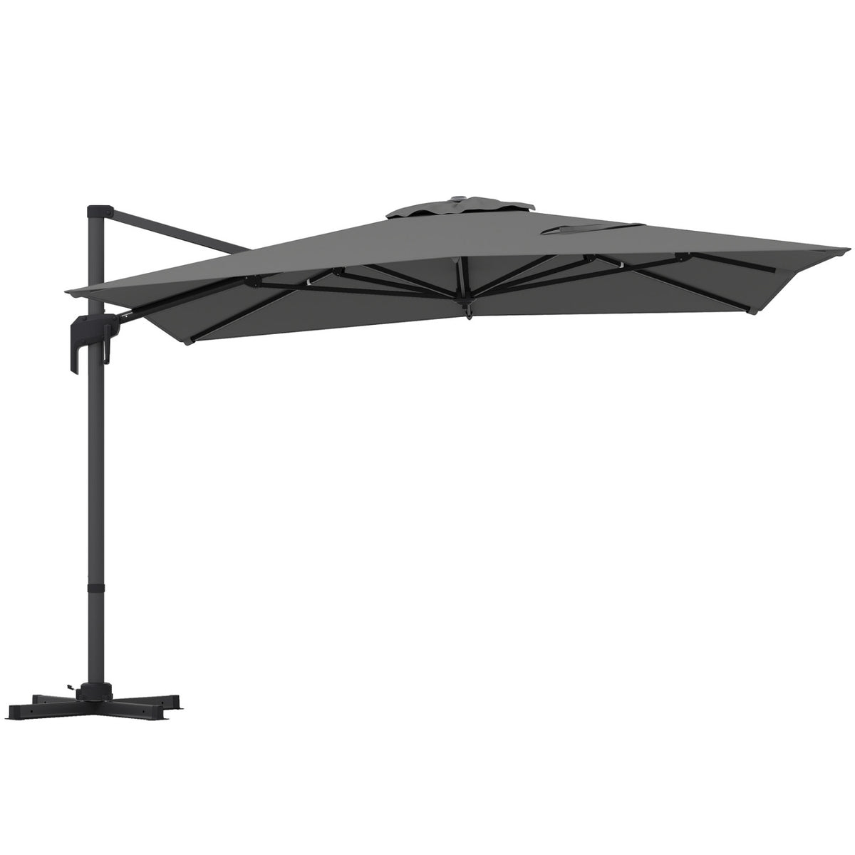 10 x 13 FT Cantilever Patio Umbrella with 360-Degree Rotation and 5 Tilt Positions-Gray