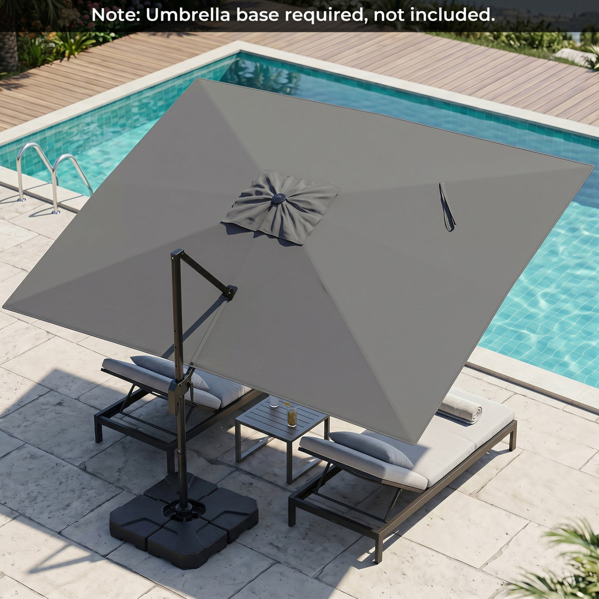 10 x 13 FT Cantilever Patio Umbrella with 360-Degree Rotation and 5 Tilt Positions-Gray view 2