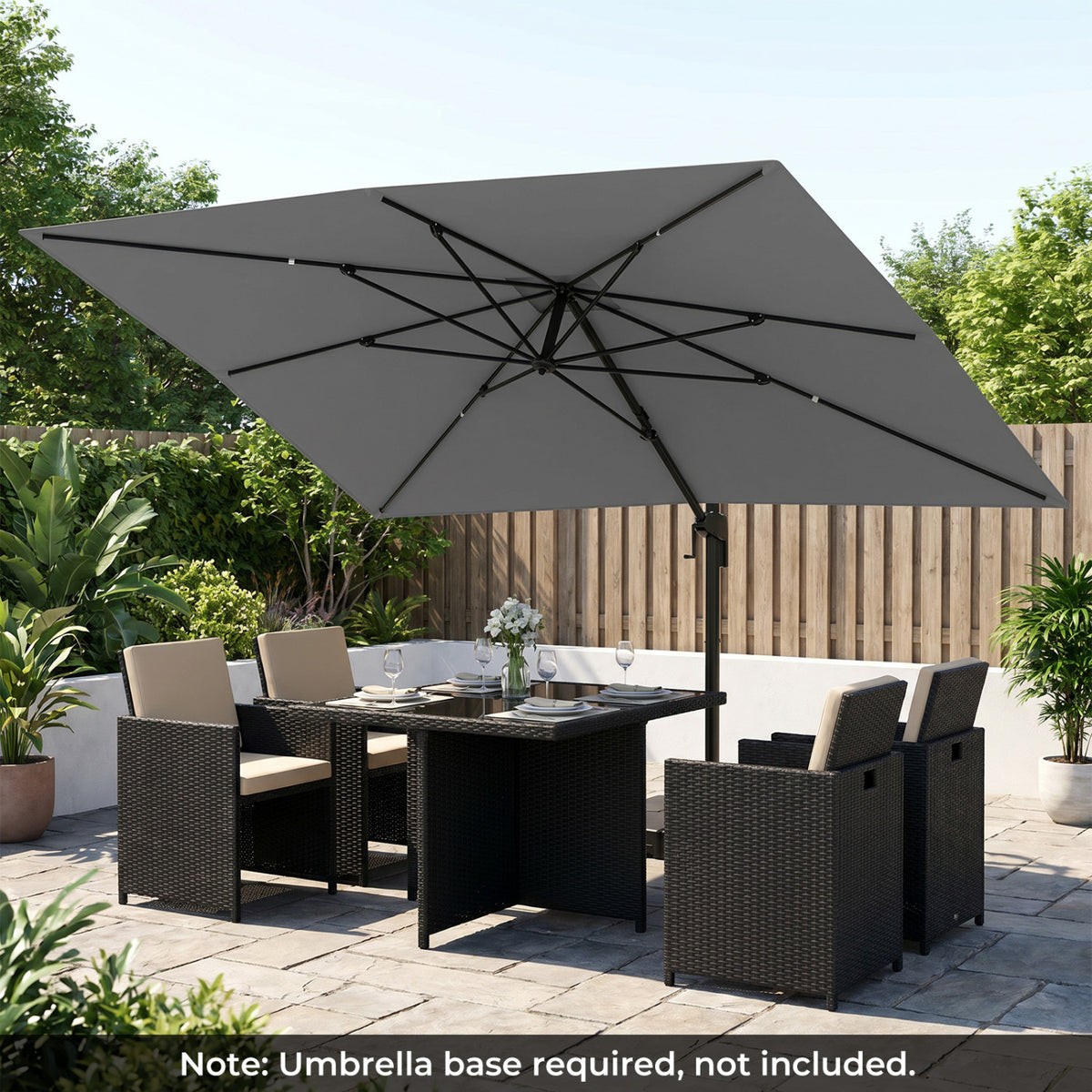 10 x 13 FT Cantilever Patio Umbrella with 360-Degree Rotation and 5 Tilt Positions-Gray view 3