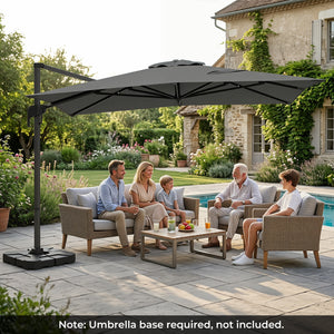10 x 13 FT Cantilever Patio Umbrella with 360-Degree Rotation and 5 Tilt Positions-Gray view 6