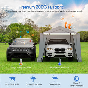10 x 16/10 x 20 Feet Outdoor Heavy-Duty Carport with 2 Doors-10 x 16 ft view 3