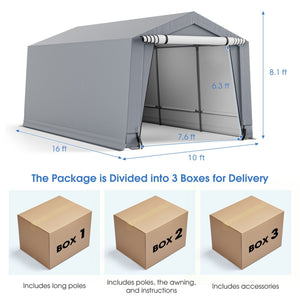 10 x 16/10 x 20 Feet Outdoor Heavy-Duty Carport with 2 Doors-10 x 16 ft view 4