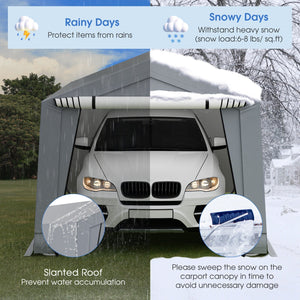 10 x 16/10 x 20 Feet Outdoor Heavy-Duty Carport with 2 Doors-10 x 16 ft view 5