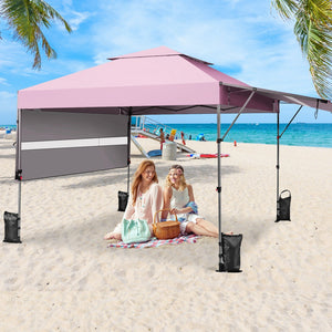 10 x 17.6 Feet Outdoor Instant Pop-up Canopy Tent with Dual Half Awnings-Pink view 2