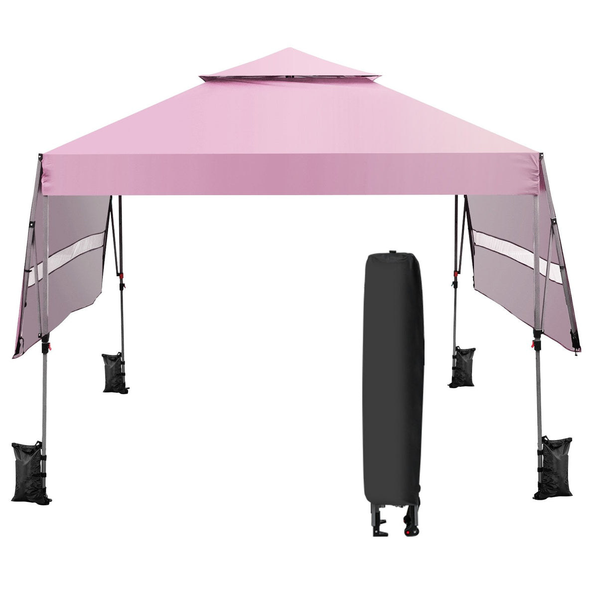 10 x 17.6 Feet Outdoor Instant Pop-up Canopy Tent with Dual Half Awnings-Pink view 4