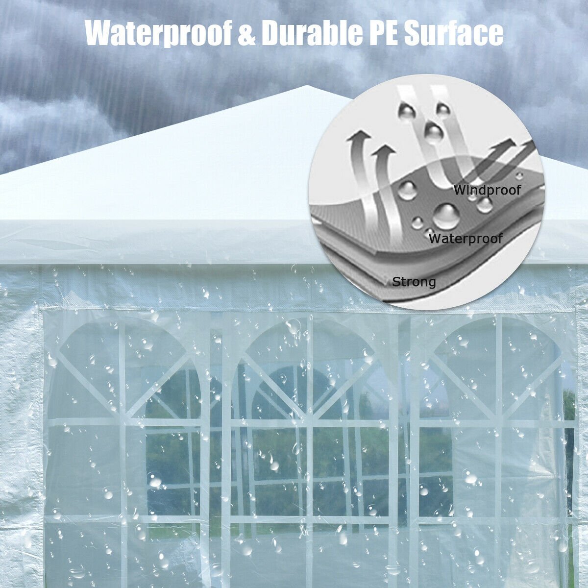10 x 20 Feet 6 Sidewalls Canopy Tent with Carry Bag-White view 9