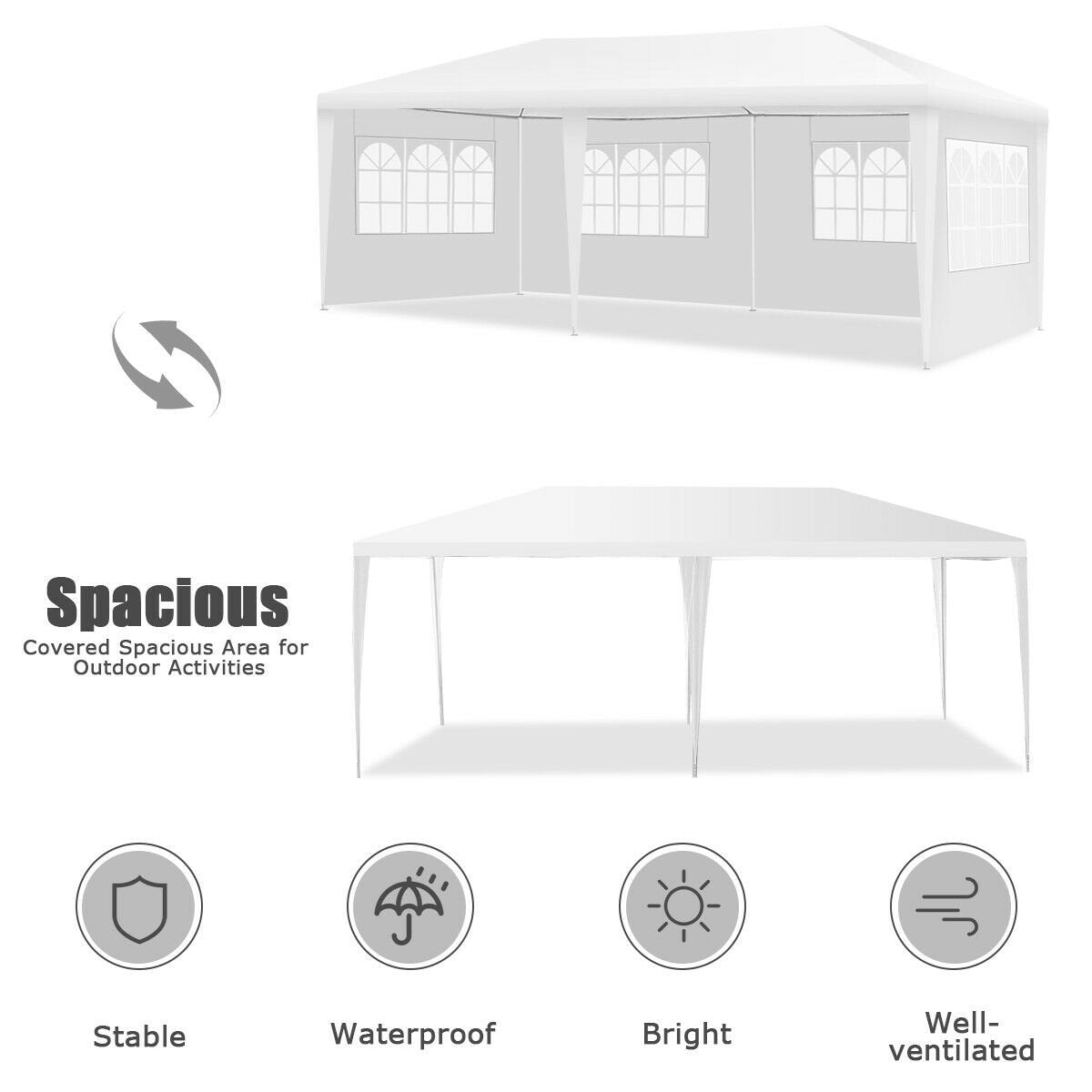 10 x 20 Feet Outdoor Party Wedding Canopy Tent with Removable Walls and Carry Bag view 6