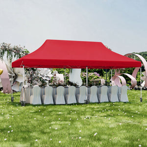 10 X 20 FT Pop up Canopy Tent Foldable Portable Outdoor Gazebo with Carry Bag-Red view 2