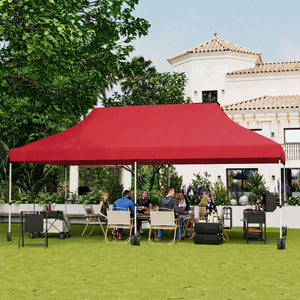 10 X 20 FT Pop up Canopy Tent Foldable Portable Outdoor Gazebo with Carry Bag-Red view 3
