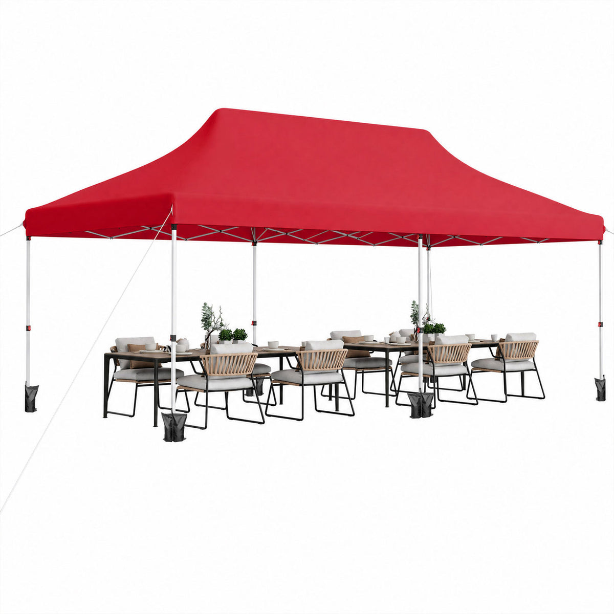 10 X 20 FT Pop up Canopy Tent Foldable Portable Outdoor Gazebo with Carry Bag-Red view 4