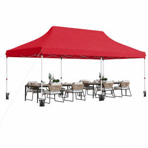 10 X 20 FT Pop up Canopy Tent Foldable Portable Outdoor Gazebo with Carry Bag-Red view 4