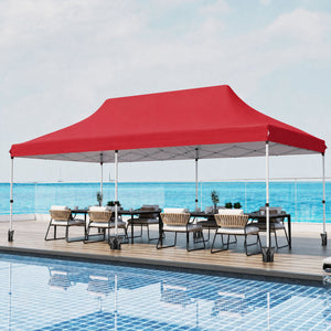 10 X 20 FT Pop up Canopy Tent Foldable Portable Outdoor Gazebo with Carry Bag-Red view 6