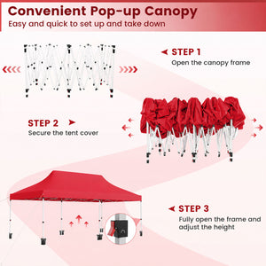 10 X 20 FT Pop up Canopy Tent Foldable Portable Outdoor Gazebo with Carry Bag-Red view 9