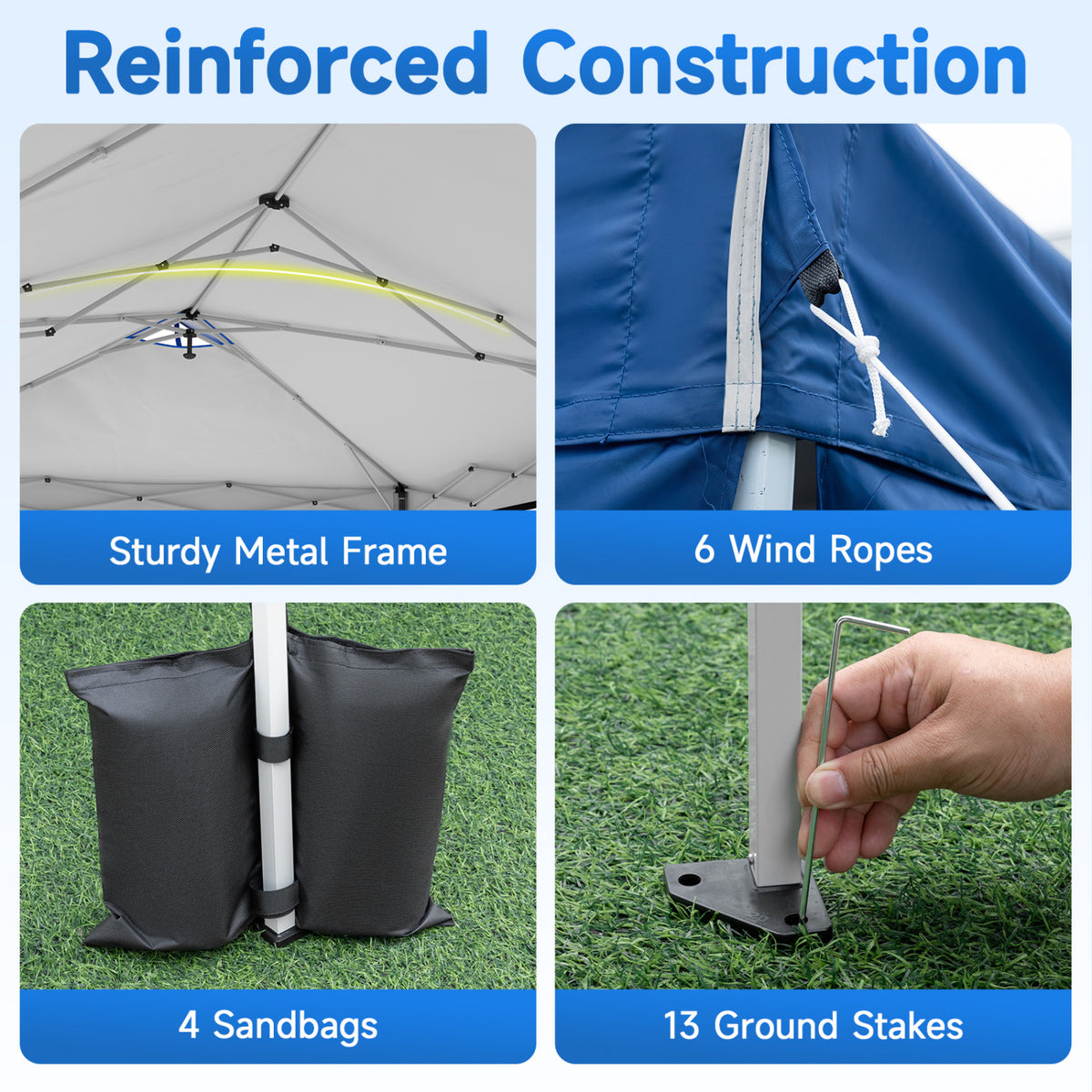 10 x 20 FT Pop Up Canopy Tent with 6 Sidewalls and Adjustable Height-Blue view 7