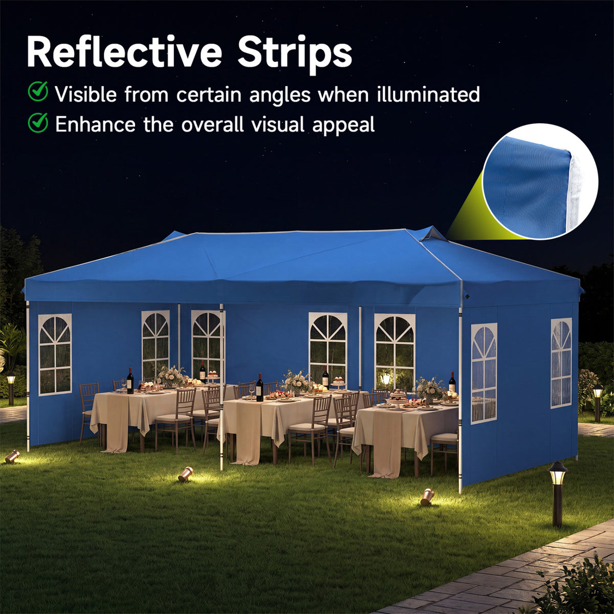 10 x 20 FT Pop Up Canopy Tent with 6 Sidewalls and Adjustable Height-Blue view 9