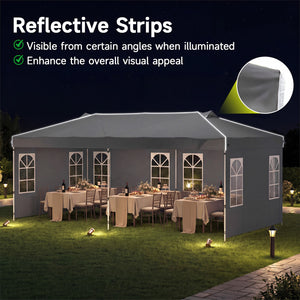 10 x 20 FT Pop Up Canopy Tent with 6 Sidewalls and Adjustable Height-Gray view 9