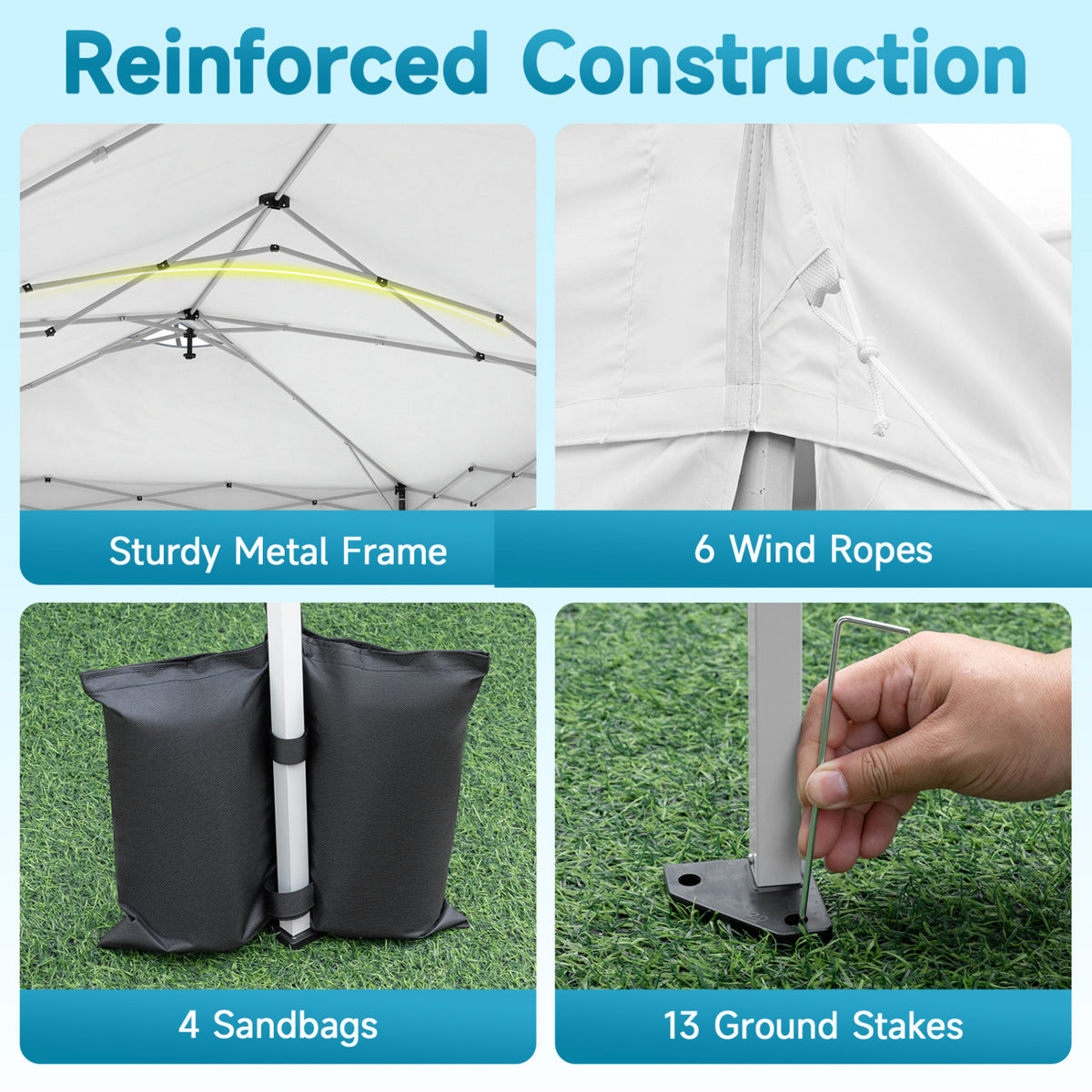 10 x 20 FT Pop Up Canopy Tent with 6 Sidewalls and Adjustable Height-White view 7